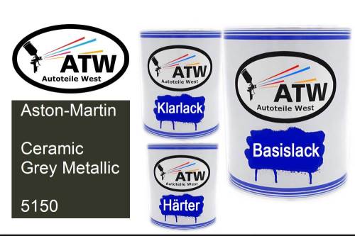 Aston-Martin, Ceramic Grey Metallic, 5150: 1L Lackdose + 1L Klarlack + 500ml Härter - Set, von ATW Autoteile West.